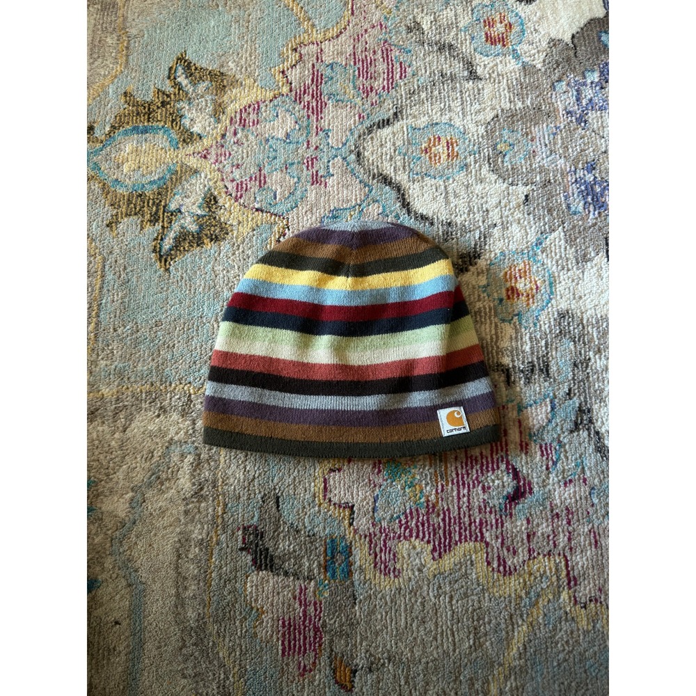 Vintage Carhartt Beanie Multi-Color Stripe One Size